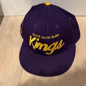 Purple 'Kings' Embroidered Snapback Hat with Yellow Script
